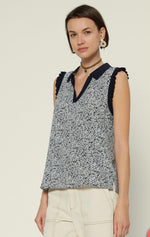 Navy Floral Sleeveless Woven Top from Current Air