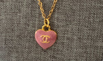 Recycled vintage pink heart necklace