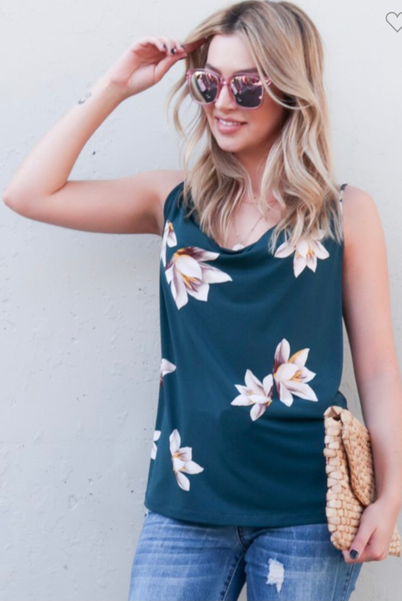 Floral print sleeveless blouse