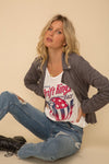 Grey suede Moto jacket