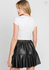 Vegan Leather Pleated Skirt