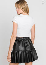 Vegan Leather Pleated Skirt