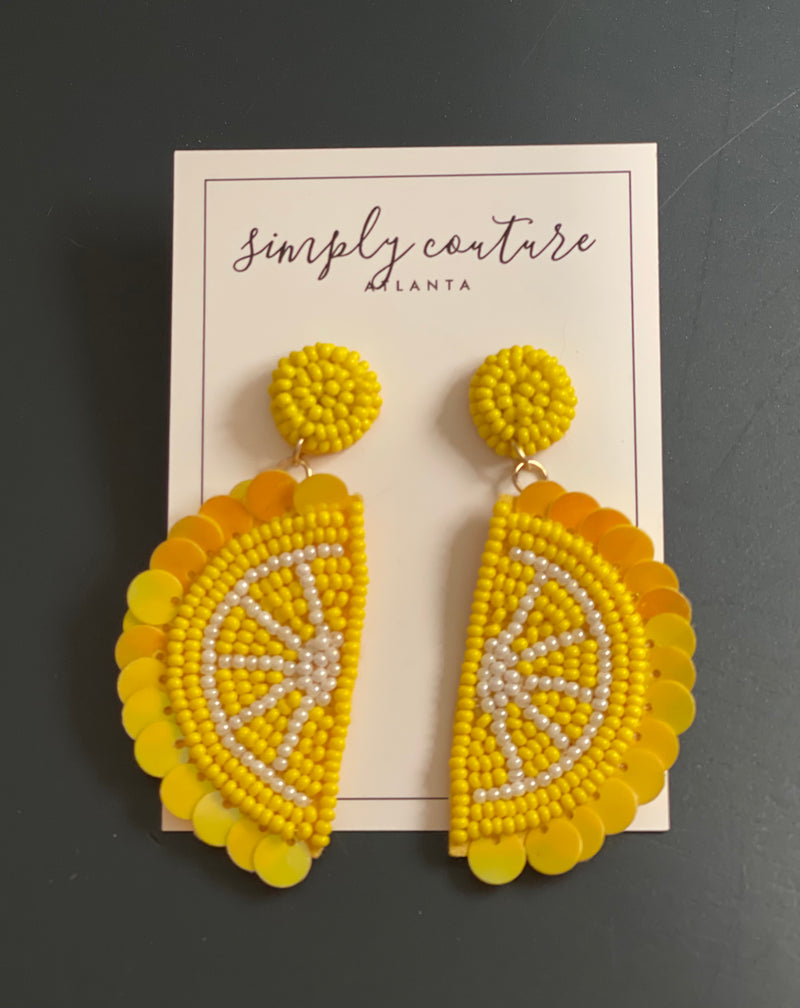 Lemon Beaded Statement Earrings