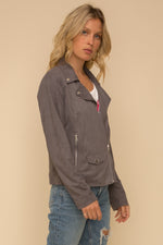 Grey suede Moto jacket