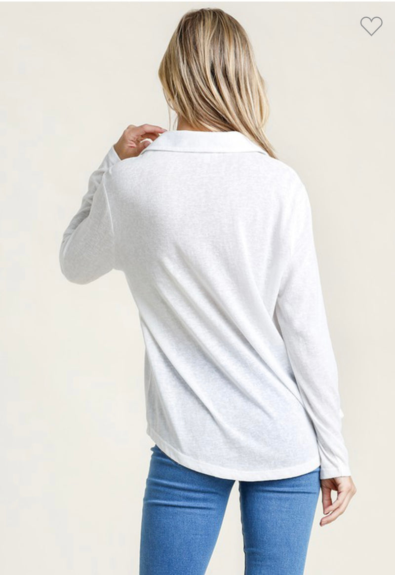 Umgee Collared Slub Knit Button Down