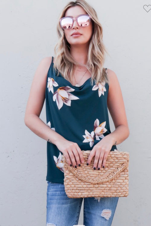 Floral print sleeveless blouse