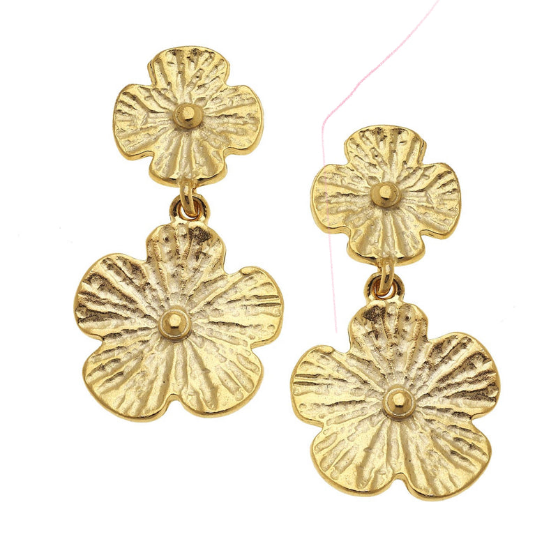 Gold Double Flower Earrings