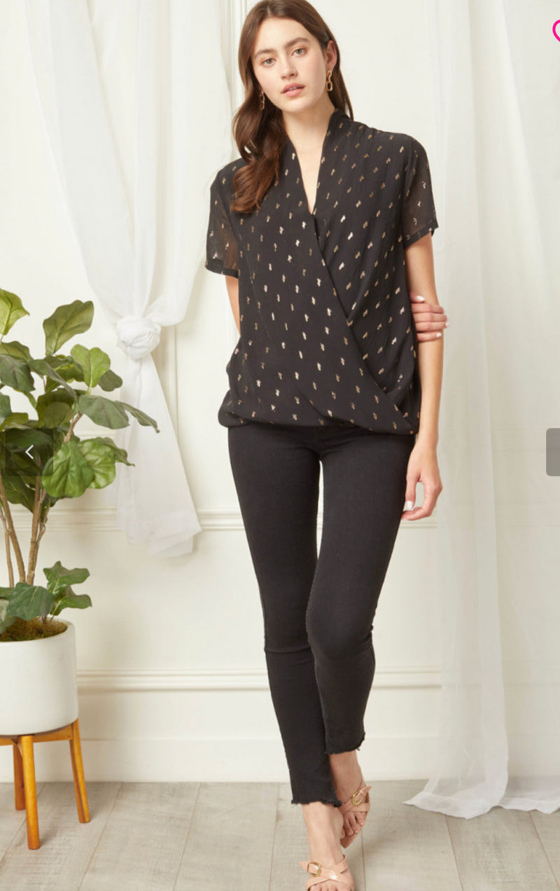 Gold Flecked Short-sleeve Top from Entro