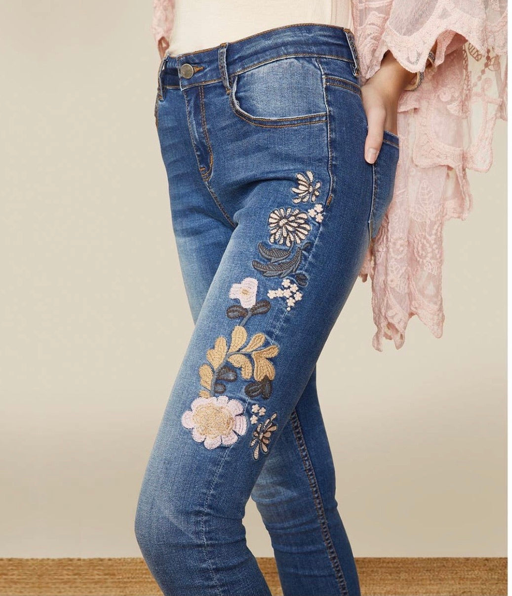 Coco & Carmen floral embroidered jeans – Simply Couture